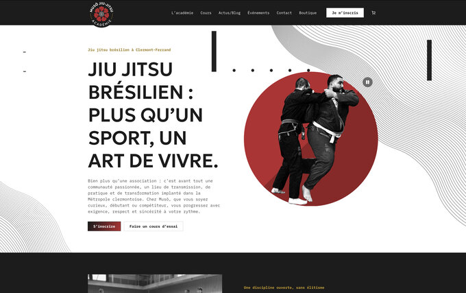 Capture de la homepage Musō telle que vue par les visiteurs