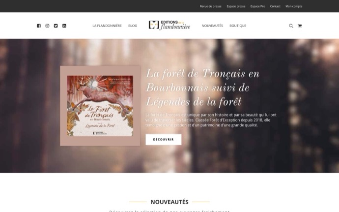 Page d'accueil de la boutique en ligne des Éditions de la Flandonnière