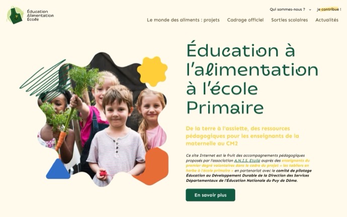 Page d'accueil du site Éducation Alimentation École pour l'association ANIS Étoilé