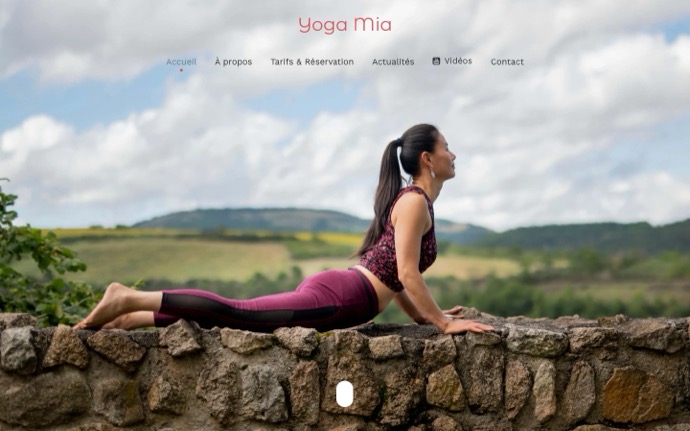 Page d'accueil du site de Yoga Mia, Hatha Yoga à Champeix